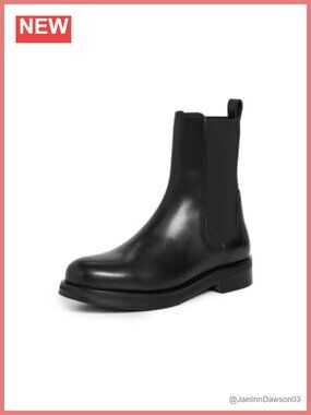 Leather Alden Ankle Boots Elastic Inset Stacked Heel Casual
